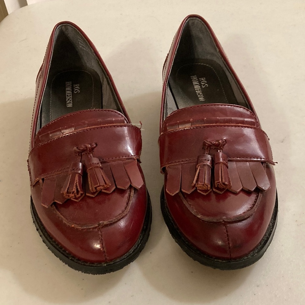 ROS HOMMERSON  Girls burgundy “Darby” Leather penny loafers Sz 4.5
